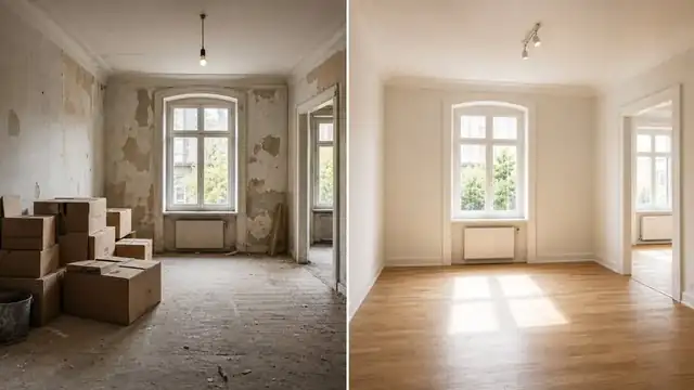 Vorher-Nachher Beispiel einer Objektaufbereitung vor Verkauf