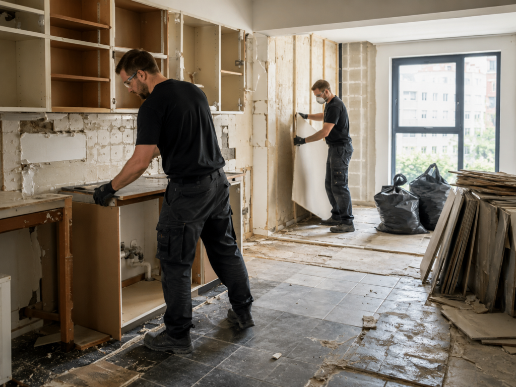Entkernung und Demontage einer Wohnung mit Möbelabbau und Bauschuttentsorgung