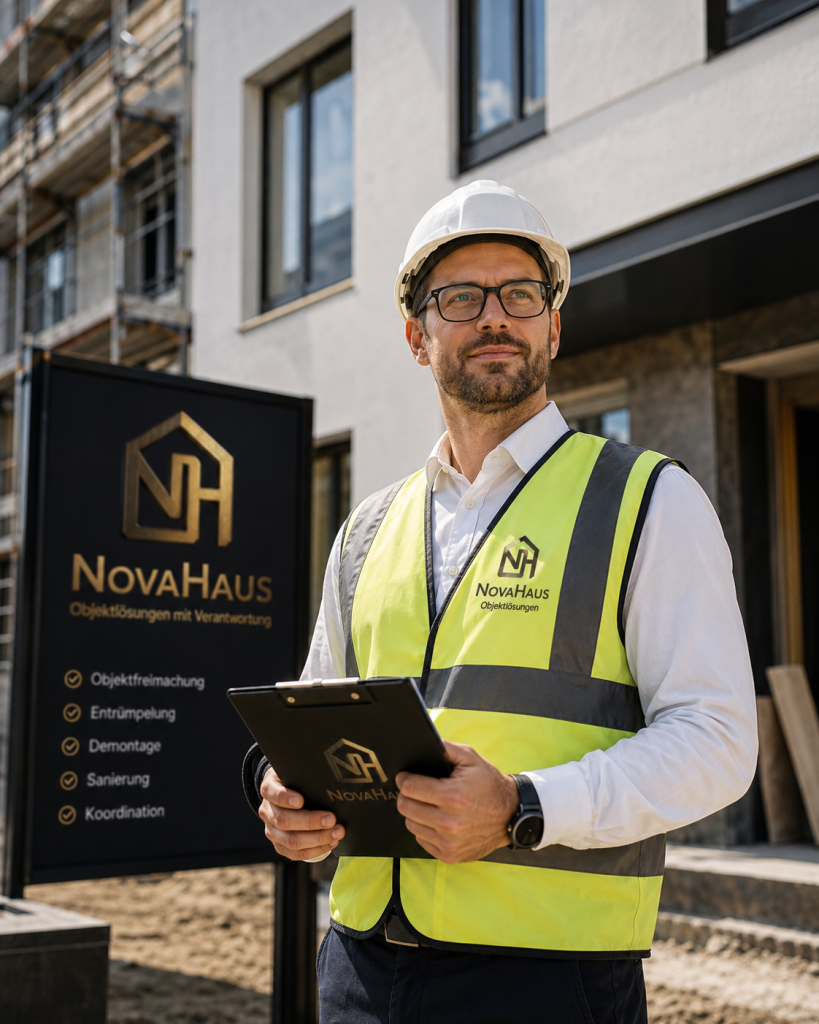 NovaHaus Team auf der Baustelle bei der Objektbesichtigung und Projektabstimmung in Köln